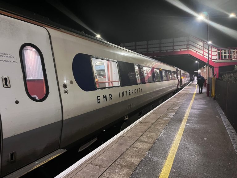 East Midland Train arrives at Oakham from London